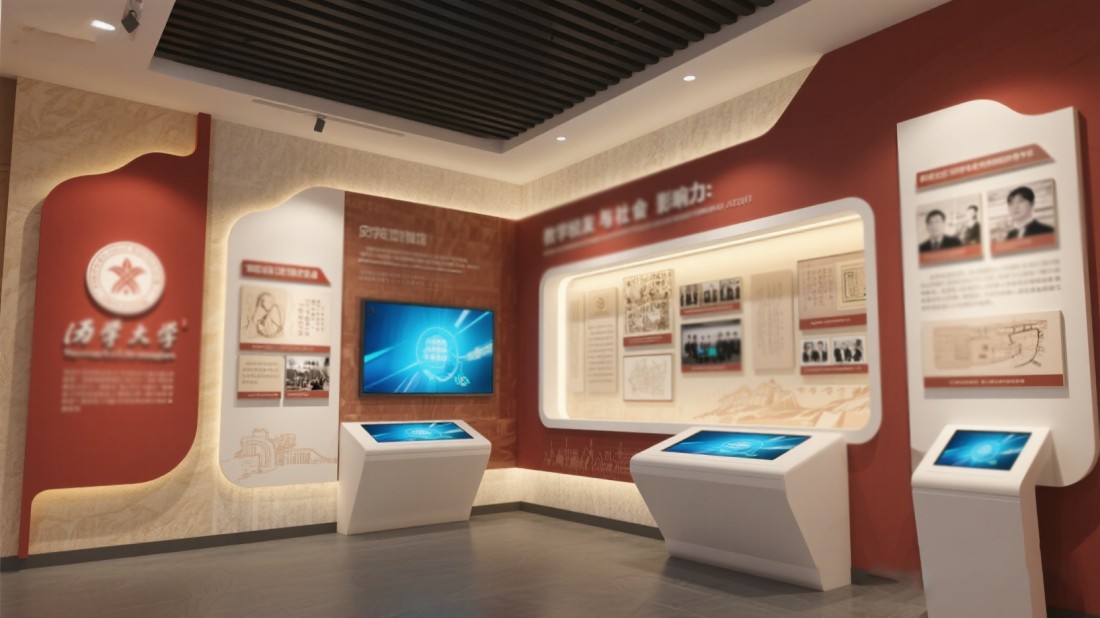 校史館平面圖和效果圖，校史館